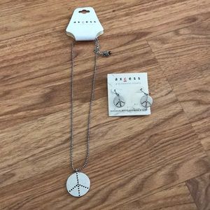 Axcess Necklace And Earrings Set NWT Peace Signs